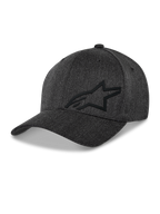 Alpinestars Corp Shift Multi Mütze, Baseball-Cap, Dunkelgrau meliert, schwarzes 3D-Astars-Logo, strukturierte Krone, gebogener Schirm, Stretch-Twill-Gewebe, lässige Motorsport-Lifestyle-Kopfbedeckung