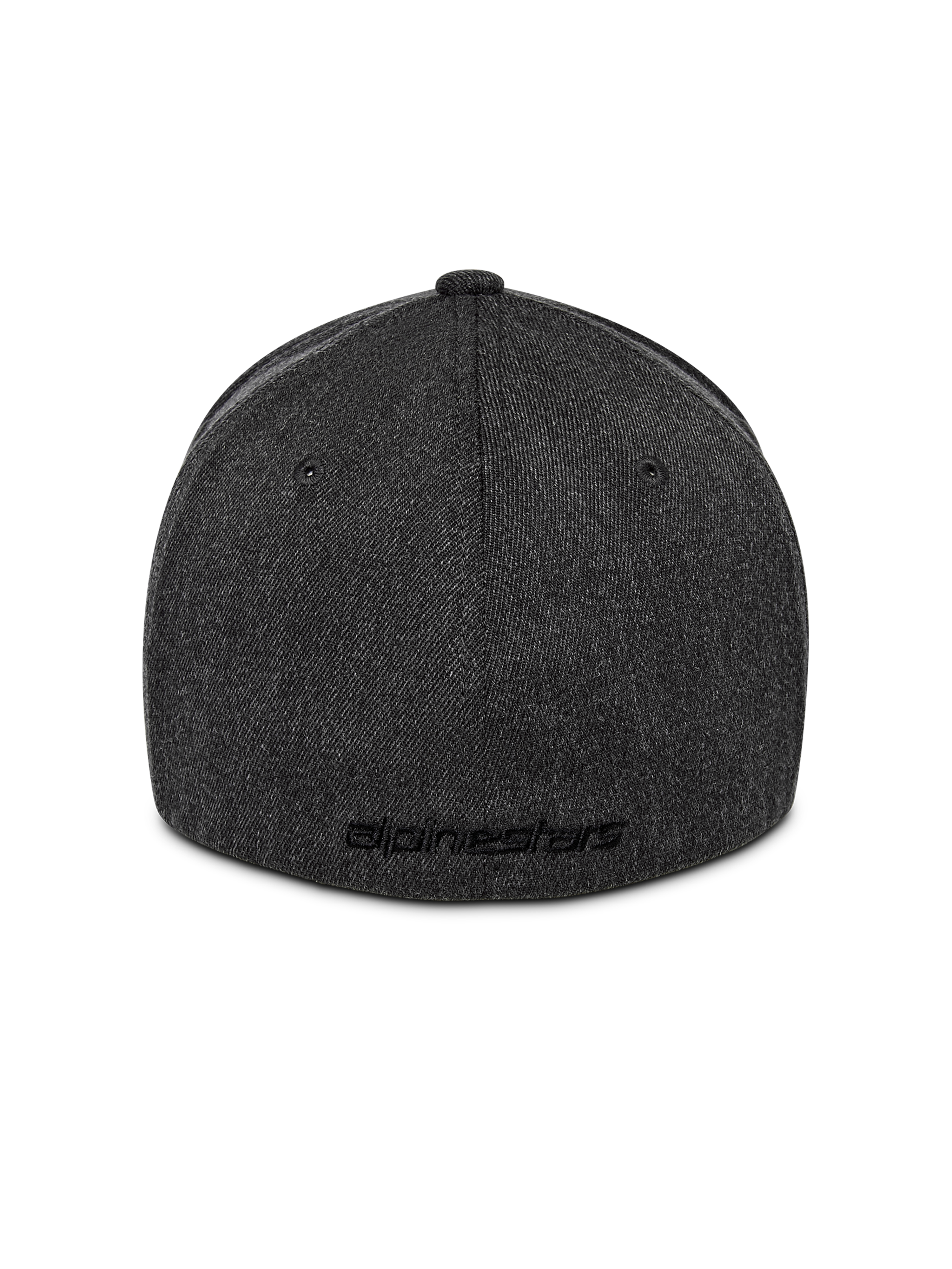 Alpinestars Corp Shift Multi Mütze, Rückansicht, Dunkelgrau meliert, mit Flex-Rückseite und flach gesticktem Logo, strukturierte Krone, lässige, vom Motorsport inspirierte Kopfbedeckung