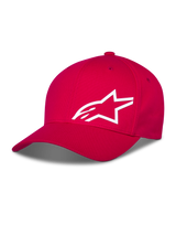 Alpinestars Corp Shift Multi Hat, Red baseball cap, White 3D print Astars logo on front, curved bill with structured crown, casual motorsport apparel