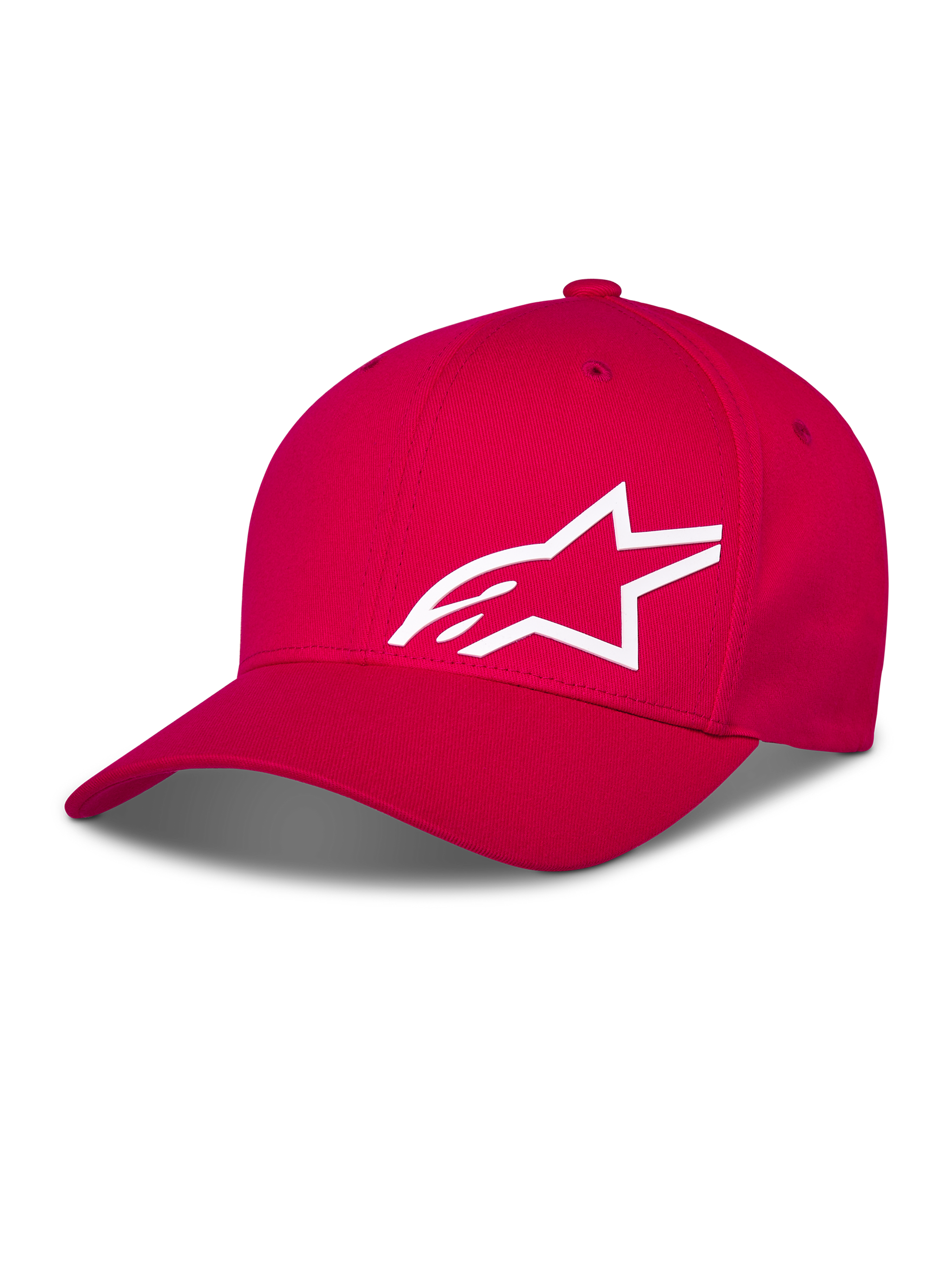 Alpinestars Corp Shift Multi Hat, Red baseball cap, White 3D print Astars logo on front, curved bill with structured crown, casual motorsport apparel
