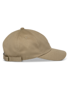 Alpinestars Deduce Strapback Kappe, Khaki, Seitenansicht, gebogener Schirm mit unstrukturierter niedriger Krone, Baumwoll-Twill mit verstellbarem Riemenverschluss und flacher Stickerei