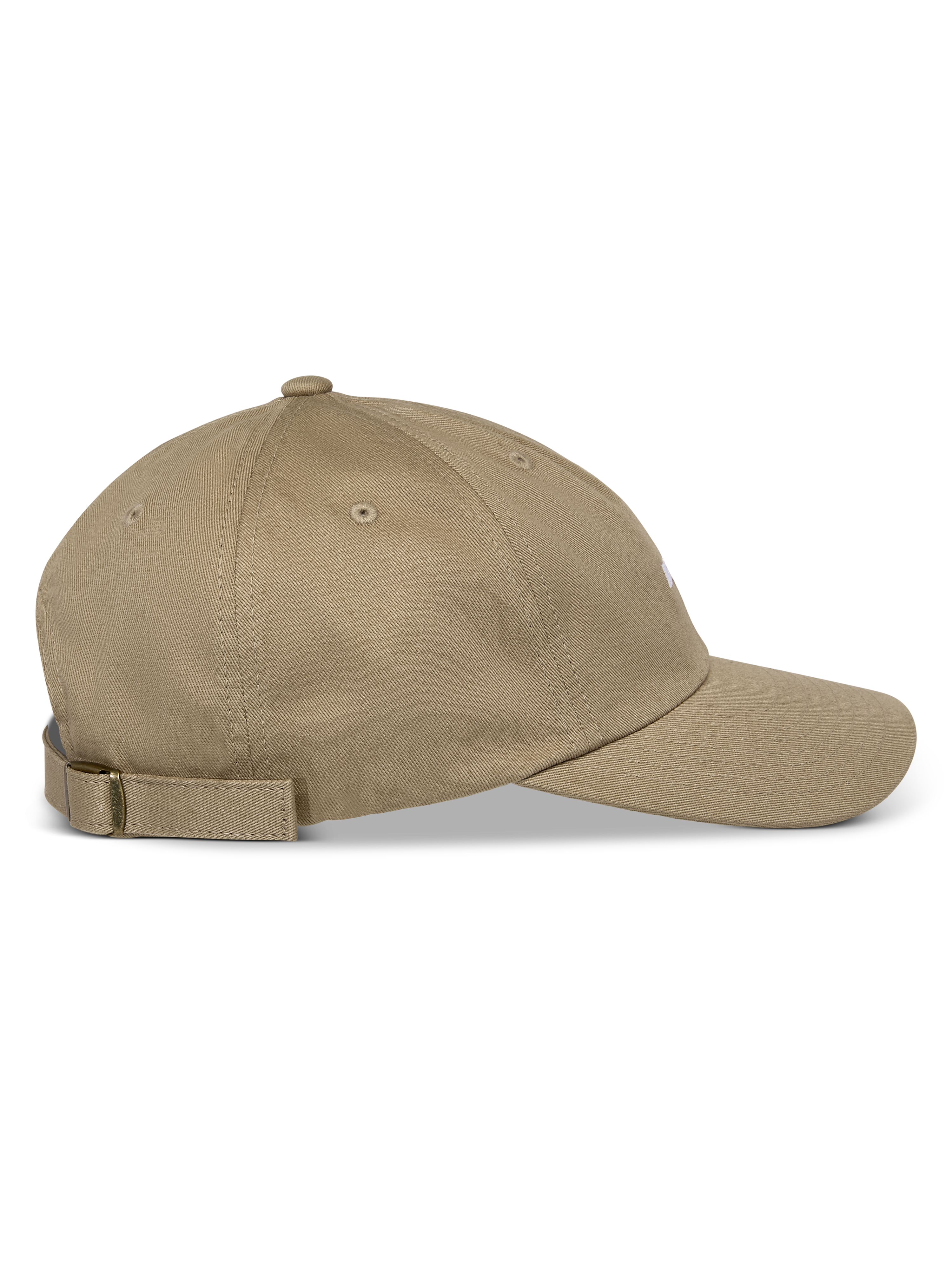 Alpinestars Deduce Strapback Kappe, Khaki, Seitenansicht, gebogener Schirm mit unstrukturierter niedriger Krone, Baumwoll-Twill mit verstellbarem Riemenverschluss und flacher Stickerei