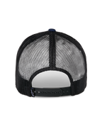 Alpinestars Reflect Ageless Trucker-Mütze, Rückansicht, Navy und Schwarz, atmungsaktive schwarze Mesh-Einsätze, verstellbarer Snapback-Verschluss, lässige Motorsport-Kopfbedeckung