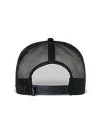 Alpinestars Flag Flat Trucker Mütze, Schwarz, Rückansicht mit atmungsaktiver Poly-Mesh-Konstruktion, verstellbarem Snapback-Verschluss und kleinem gewebtem Logo-Detail, lässige Motorsport-Kopfbedeckung