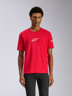 Alpinestars Frontal CSF T-Shirt, Kurzarm-T-Shirt, Rot, weißes Alpinestars Stern-Logo auf der Brust, lässige Motorsport-Streetwear