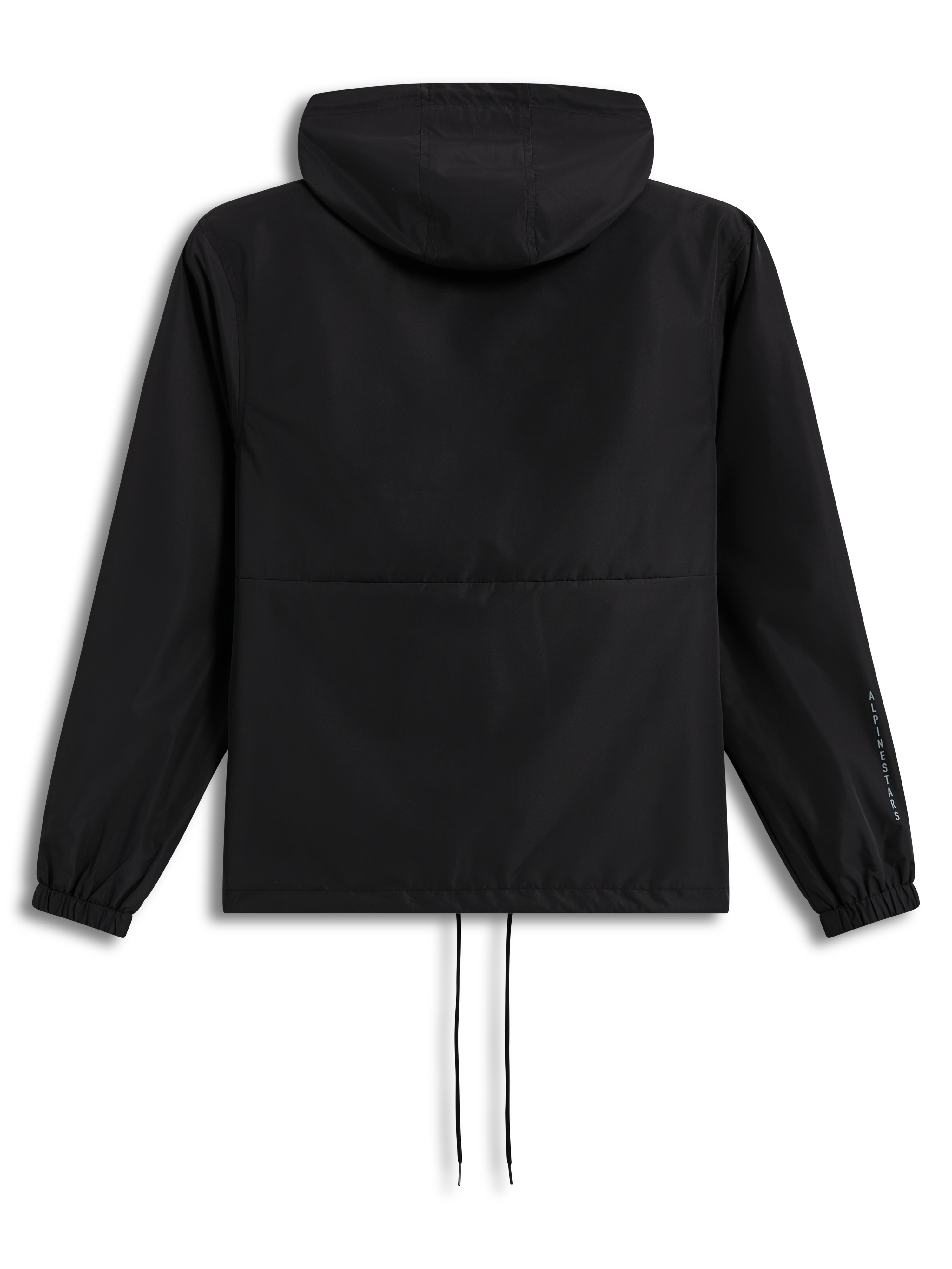 Alpinestars Speeder Resolve Windbreaker Jacket, lightweight black hooded shell with rear view sleeve branding.