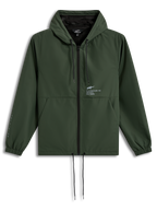 Alpinestars Speeder Resolve Windbreaker Jacket, Pine green hooded sportswear shell with drawcords and logo details.