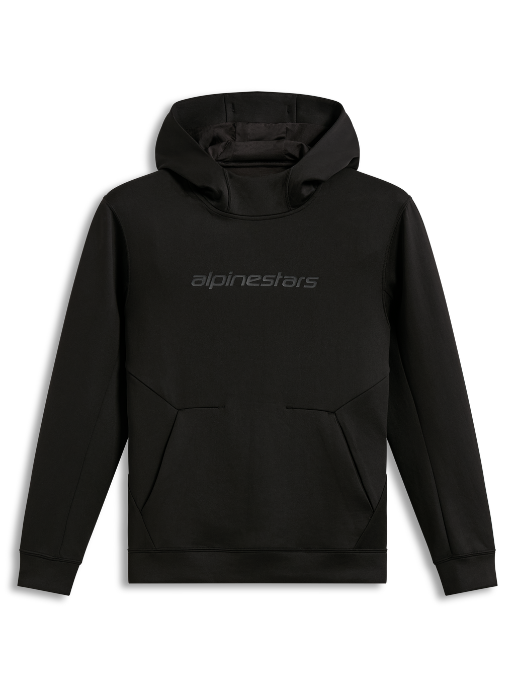 Alpinestars Datrix Hoodie, schwarzer Sportswear-Kapuzenpullover aus Doppelfleece mit tonalem HD-Logo und Abnäher-Tasche.