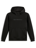 Alpinestars Datrix Hoodie, schwarzer Sportswear-Kapuzenpullover aus Doppelfleece mit tonalem HD-Logo und Abnäher-Tasche.