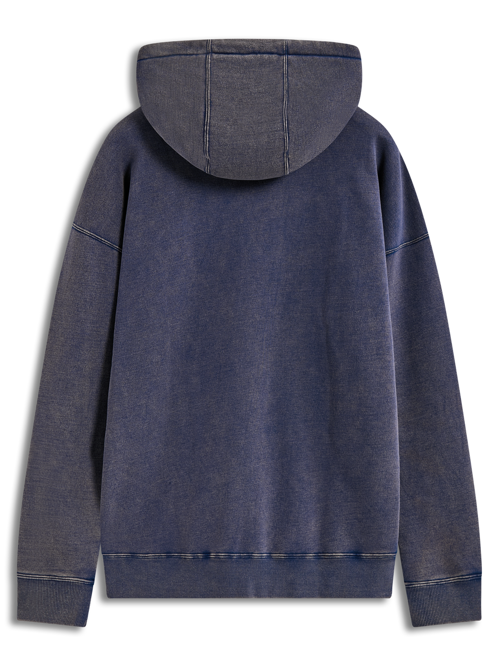 Alpinestars Infinite Washed Oversized Hoodie, Rückansicht des Herren-Kapuzenpullovers, Blau mit Snow-Wash-Finish, Fleece-Material, lässige Sportswear-Passform mit Rippbündchen am Saum.