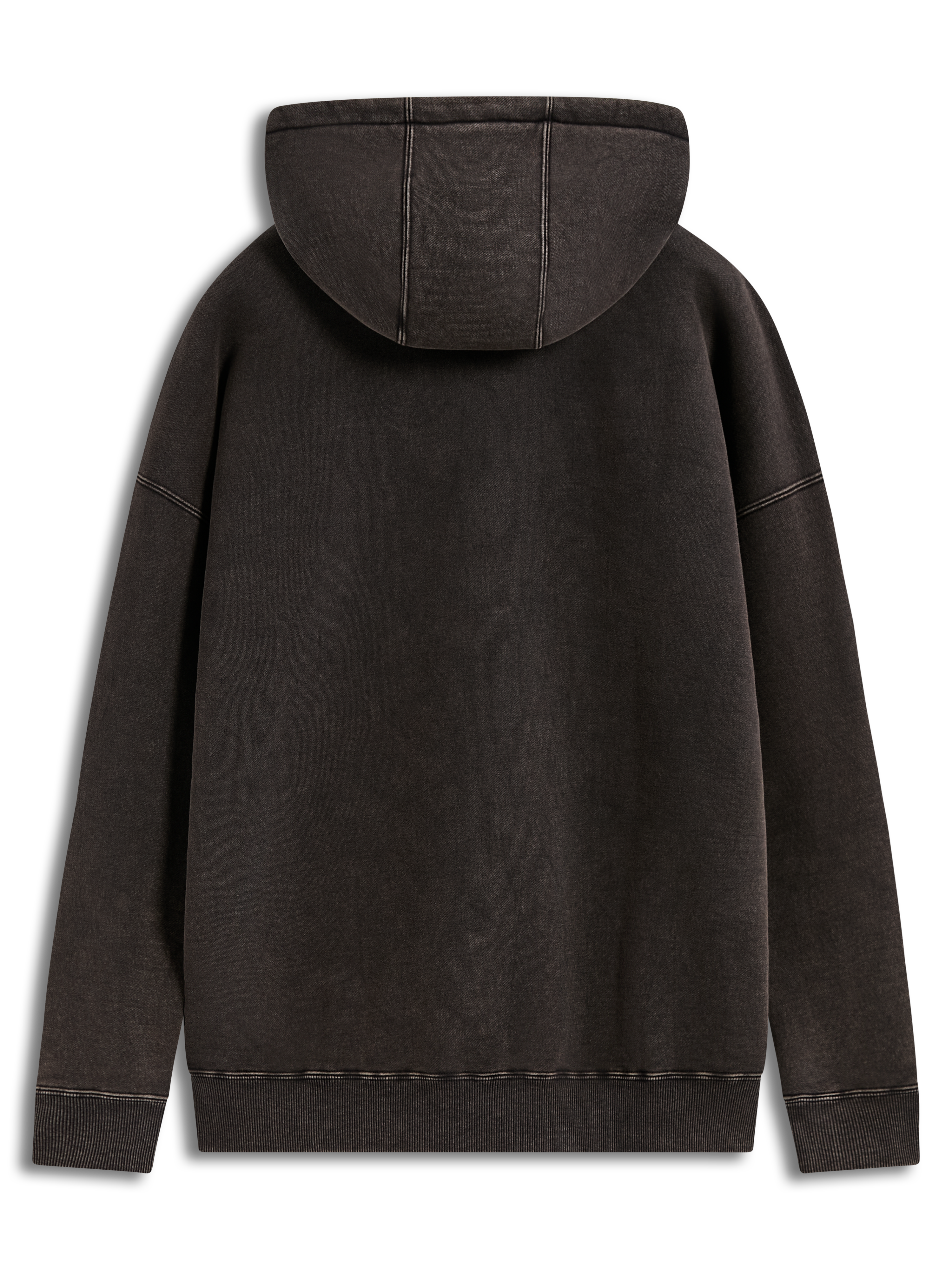 Alpinestars Infinite Washed Oversized Hoodie, Kapuzenpullover, gewaschenes Schwarz, Rückansicht mit Rippsaum, Snow-Wash-Fleece