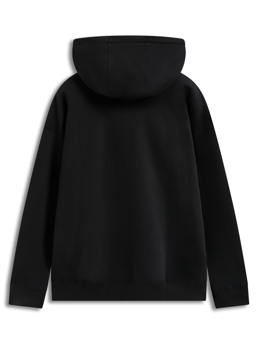 Alpinestars Prelude Oversized Hoodie, schwarzer Sportswear-Fleece-Pullover, Rückansicht mit Kapuze und Rippbündchen.