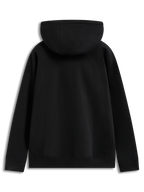 Alpinestars Prelude Oversized Hoodie, schwarzer Sportswear-Fleece-Pullover, Rückansicht mit Kapuze und Rippbündchen.