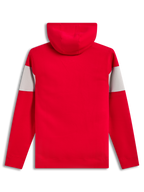Alpinestars Cubic Hoodie, red and cement grey unisex sportswear pullover fleece, back view with color-blocked sleeves.