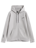 Alpinestars Entity Oversized Hoodie, Zip-up Fleece Sportswear in Sand mit gestickten Logos und Kängurutasche.