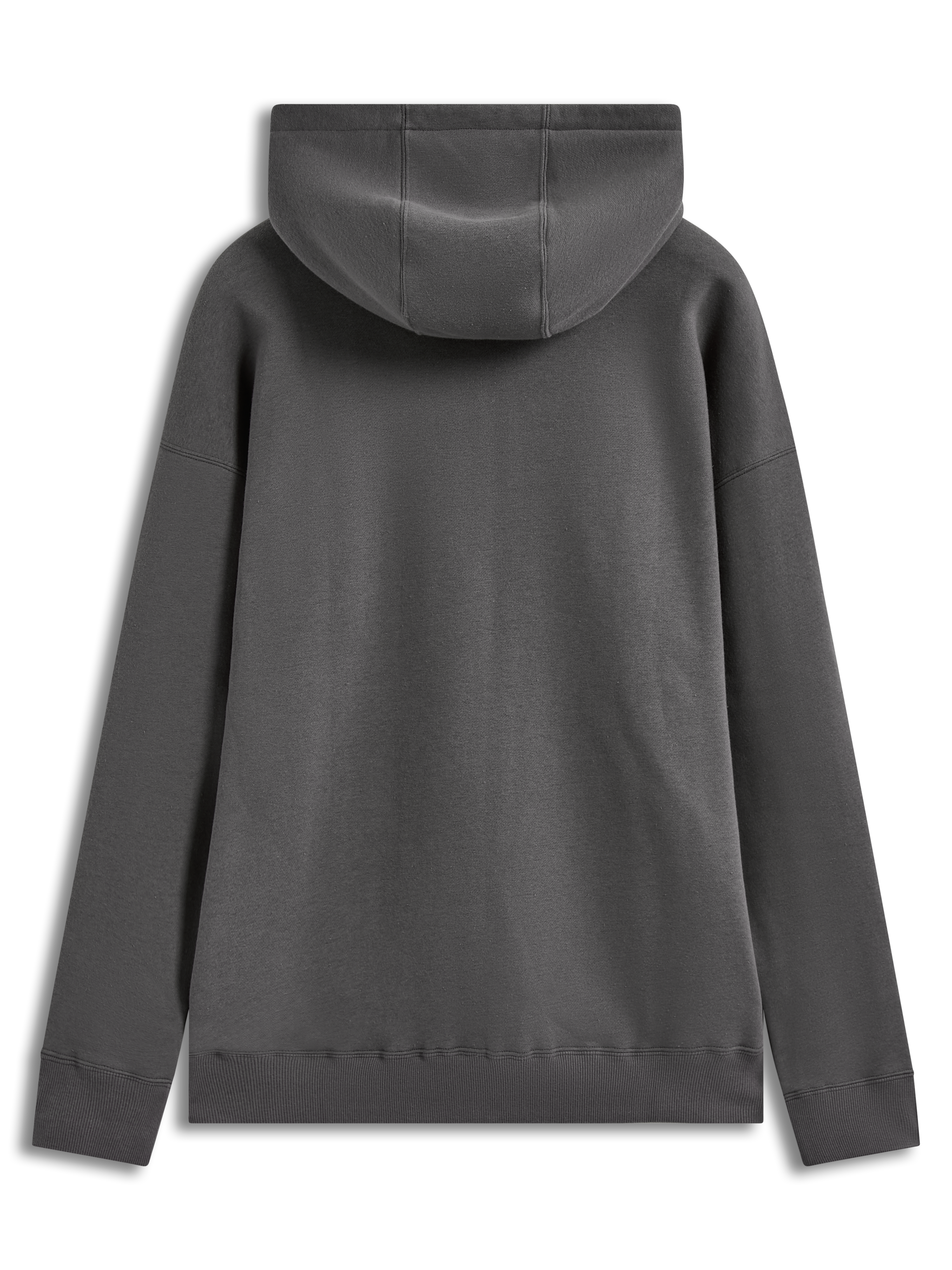 Alpinestars Entity Oversized Hoodie, Sportswear-Fleece in Anthrazitgrau, Rückansicht mit Kapuze und Rippbündchen.