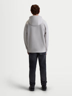 Alpinestars Entity Oversized Hoodie, Men's Sportswear Full-Zip Fleece, Cement Gray, back view showing the relaxed oversized fit, self-lined hood, and ribbed hem details, premium casual lifestyle apparel.