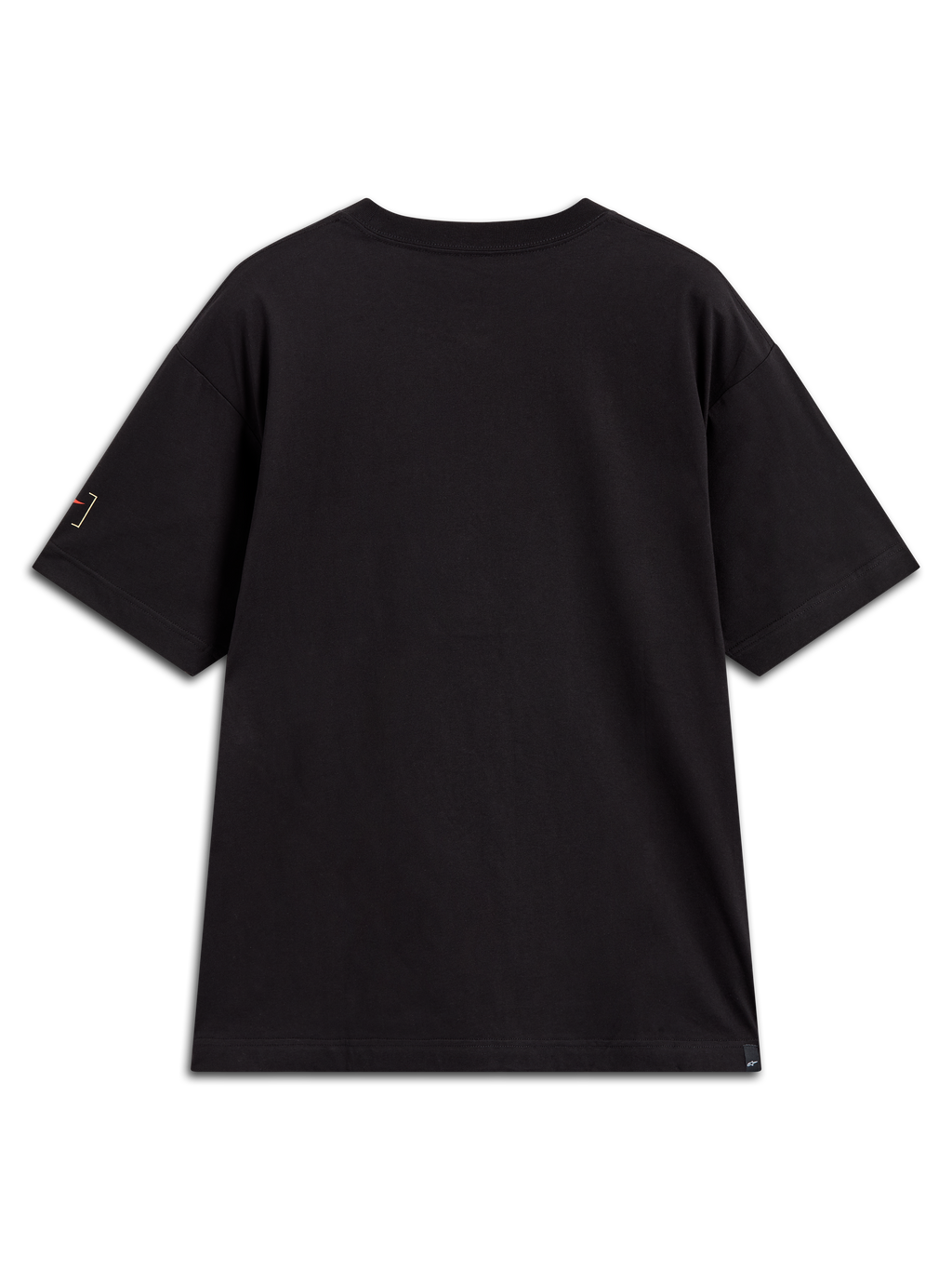 Alpinestars Infinity Oversized CSF Tee, Rückansicht, schwarzes Kurzarm-T-Shirt mit dezentem Ärmellogo, lässige Sportswear.