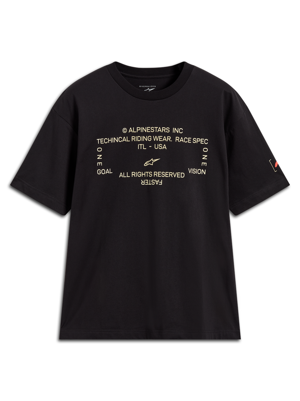 Alpinestars Infinity Oversized CSF T-Shirt, Kurzarm-T-Shirt in Schwarz mit technischer Frontgrafik und Ärmellogo, lässige Oversized-Passform, Motorsport-Lifestyle-Streetwear