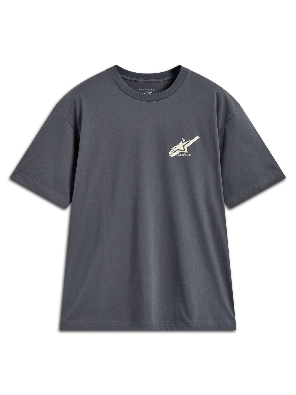 Alpinestars Ghost Oversized CSF T-Shirt, Kurzarm-T-Shirt in Anthrazitgrau, kleines Astars-Logo auf der Brust, bequeme Oversized-Passform, Motorsport-Lifestyle-Sportswear