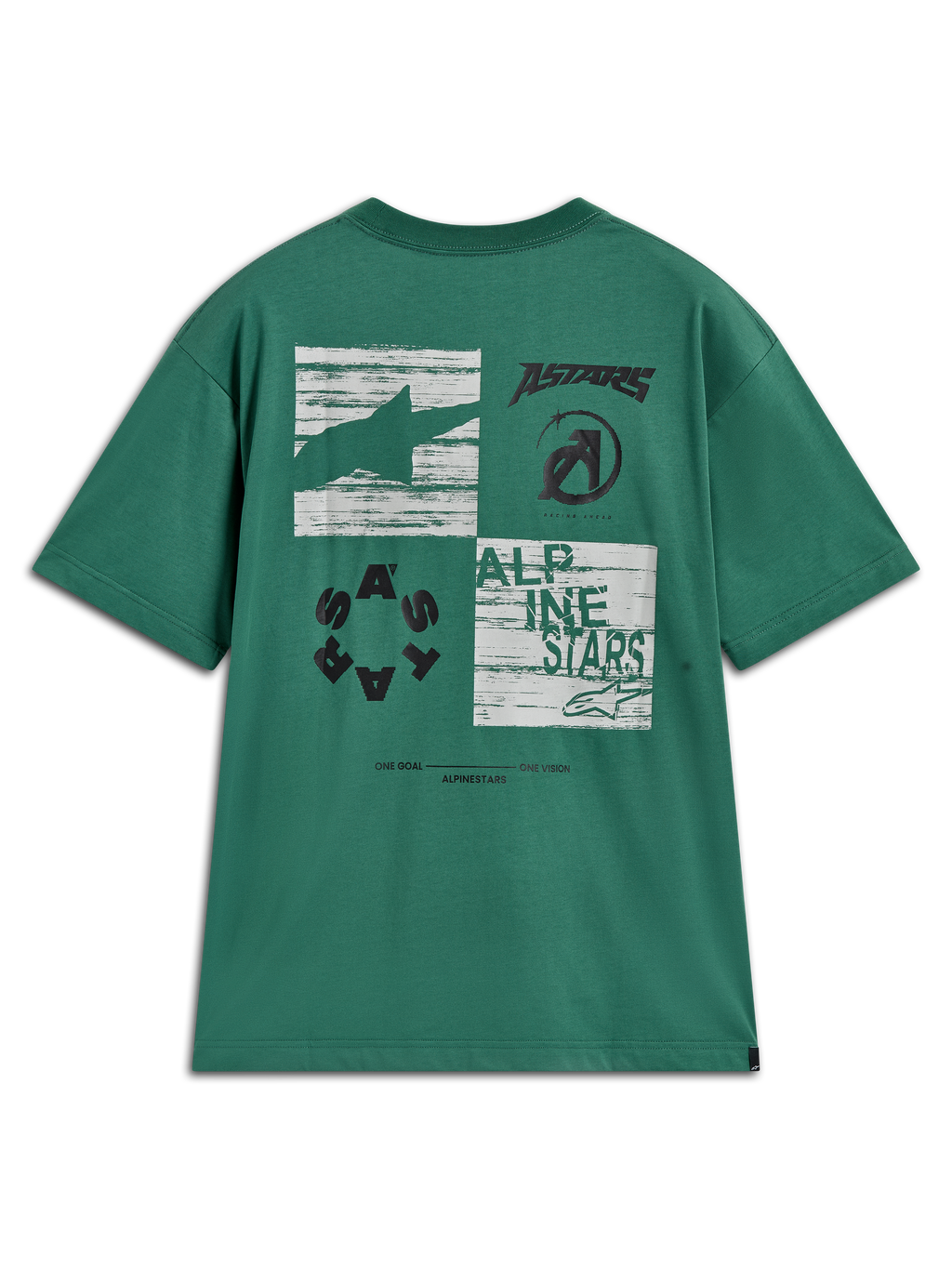 Alpinestars Checkback Oversized CSF Tee, Kurzarm-T-Shirt in Grün mit großem Grafik-Print auf der Rückseite, Sportswear