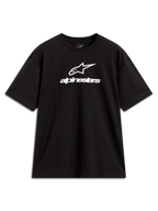 Alpinestars Prelude Oversized CSF T-Shirt, schwarzes Kurzarm-T-Shirt mit weißem Astars-Brustlogo, lässige Motorsport-Streetwear