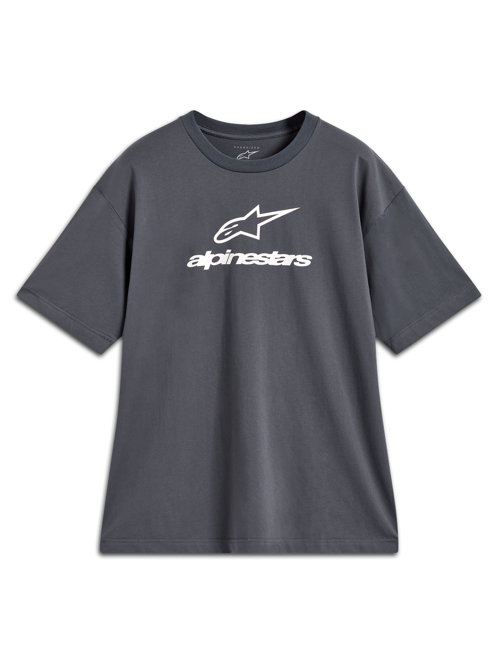 Alpinestars Prelude Oversized CSF T-Shirt, Kurzarm, Anthrazitgrau, weißes Frontlogo, lässige Motorsport-Streetwear