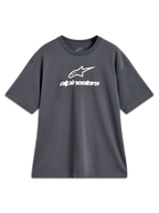 Alpinestars Prelude Oversized CSF T-Shirt, Kurzarm, Anthrazitgrau, weißes Frontlogo, lässige Motorsport-Streetwear