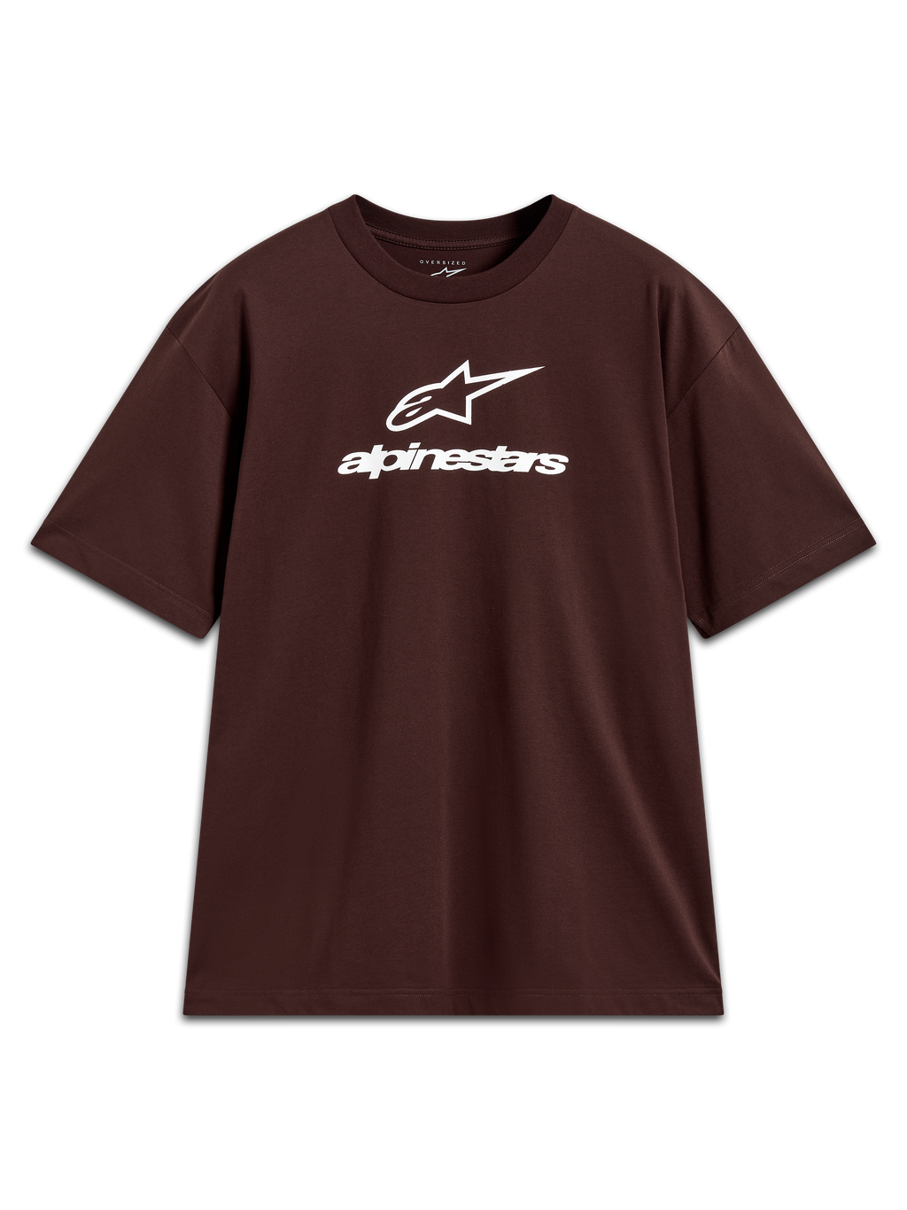 Alpinestars Prelude Oversized CSF T-Shirt, braunes Kurzarm-Sportshirt mit weißem Logo auf der Brust.