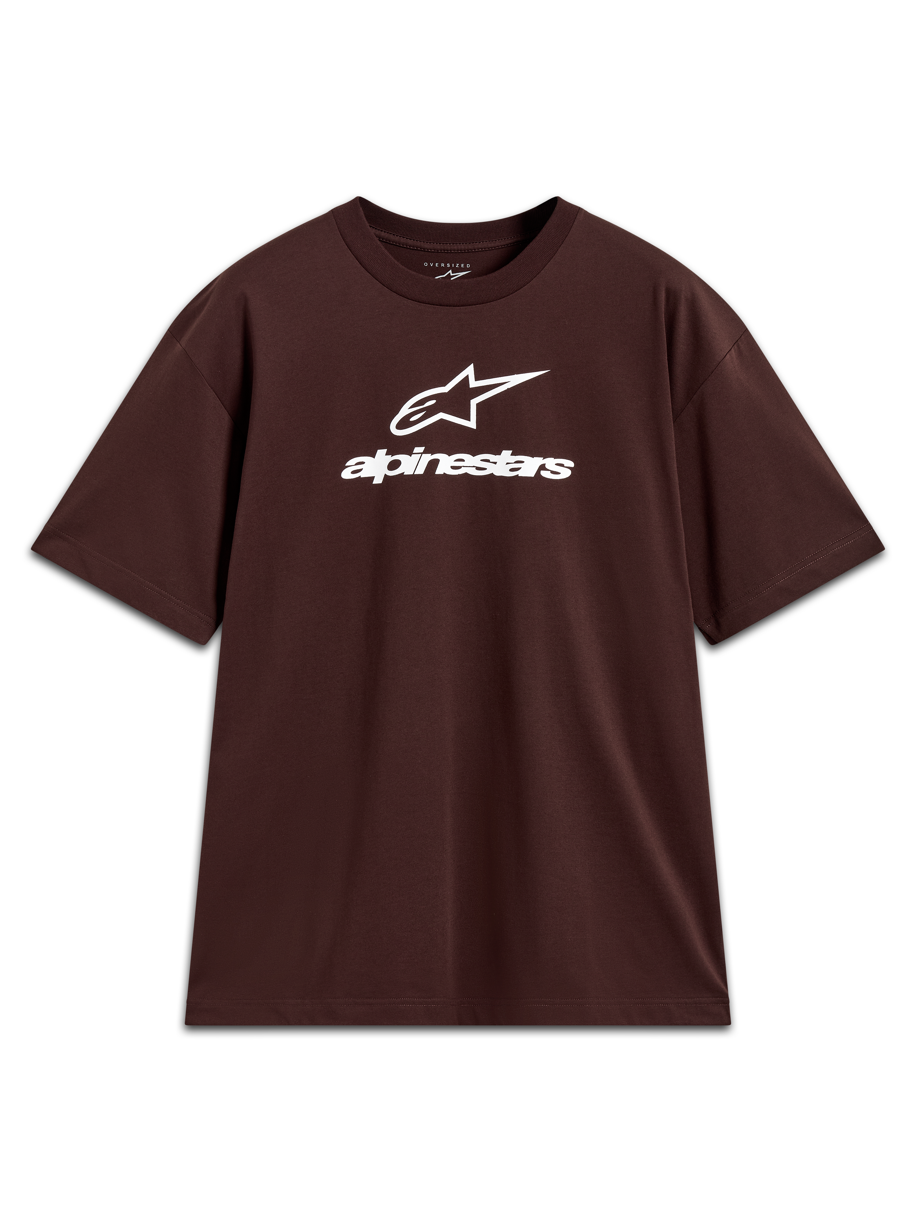 Alpinestars Prelude Oversized CSF T-Shirt, braunes Kurzarm-Sportshirt mit weißem Logo auf der Brust.