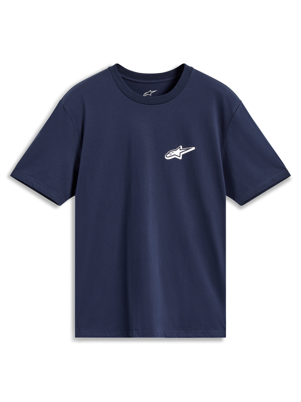 Alpinestars Meteor CSF Kurzarm-T-Shirt in Blau mit kleinem weißen Astars-Logo auf der Brust, lässige Sportbekleidung
