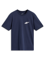 Alpinestars Meteor CSF Kurzarm-T-Shirt in Blau mit kleinem weißen Astars-Logo auf der Brust, lässige Sportbekleidung