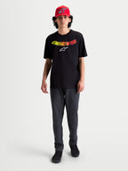 Alpinestars Elliptogrit CSF Tee, Men's Short Sleeve Sportswear T-shirt, Black with yellow and red gradient Astars wordmark logo, casual everyday apparel, cotton-poly blend.
