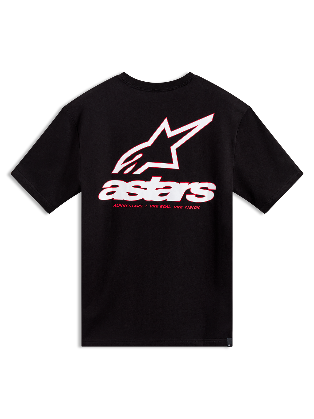 Alpinestars Lineout CSF Kurzarm-T-Shirt, Motorsport-Sportswear, Schwarz, große Astars-Logografik in Weiß und Rot am Rücken