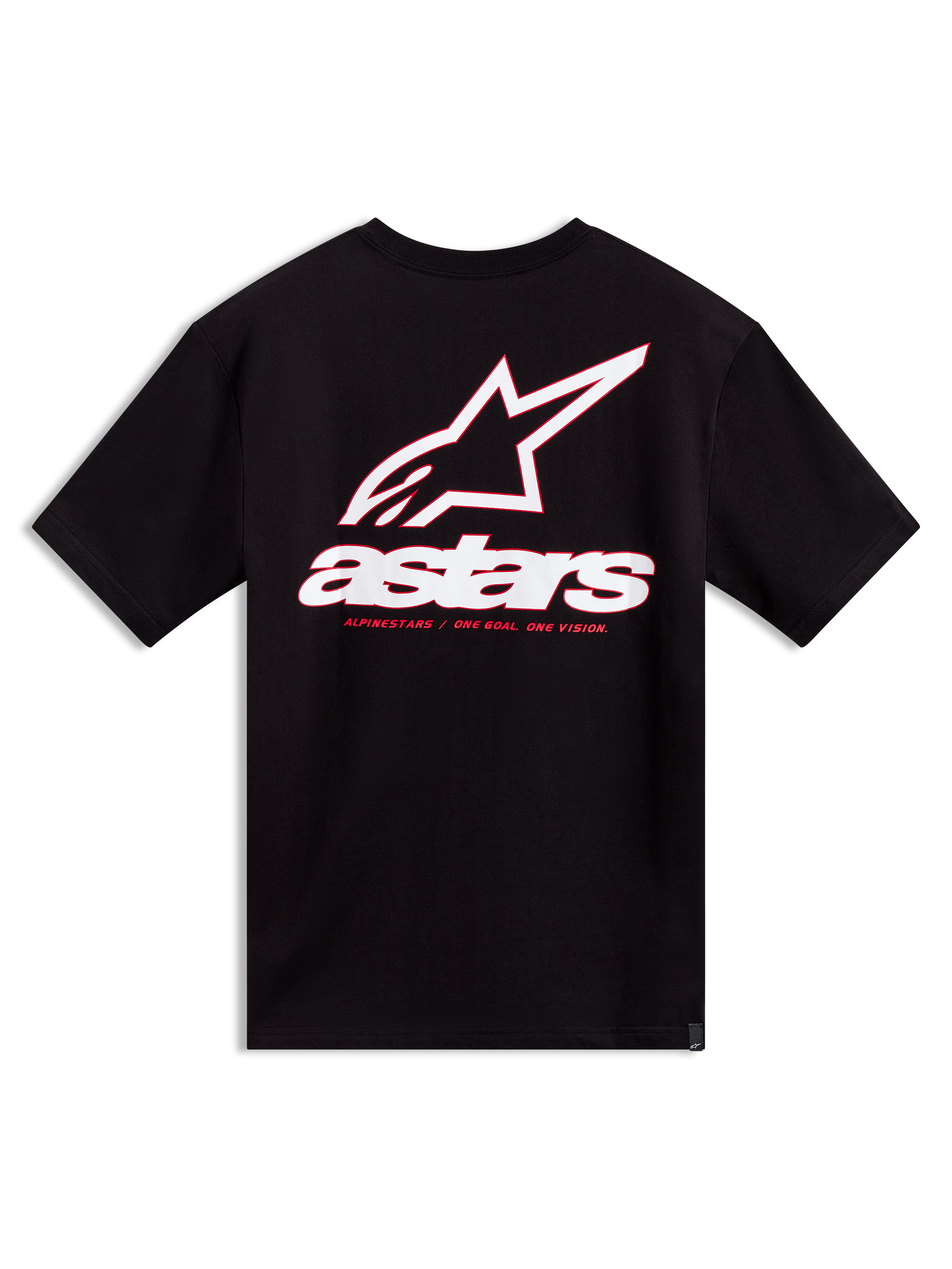 Alpinestars Lineout CSF Kurzarm-T-Shirt, Motorsport-Sportswear, Schwarz, große Astars-Logografik in Weiß und Rot am Rücken