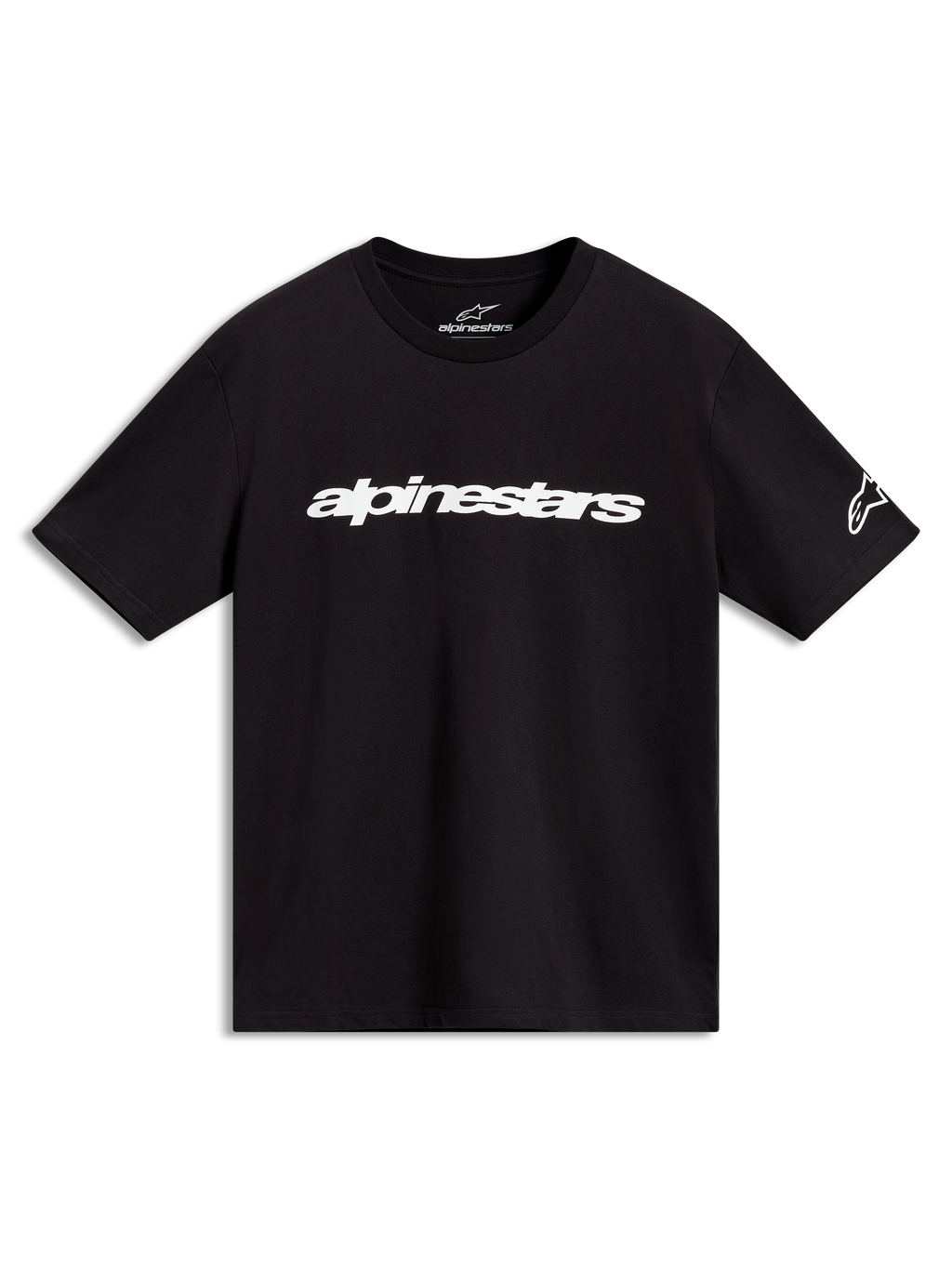 Alpinestars Race Wordmark CSF T-Shirt, Kurzarm-T-Shirt, Schwarz, weißes Brustlogo und Ärmel-Branding, Motorsport-Streetwear