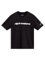 Alpinestars Race Wordmark CSF T-Shirt, Kurzarm-T-Shirt, Schwarz, weißes Brustlogo und Ärmel-Branding, Motorsport-Streetwear