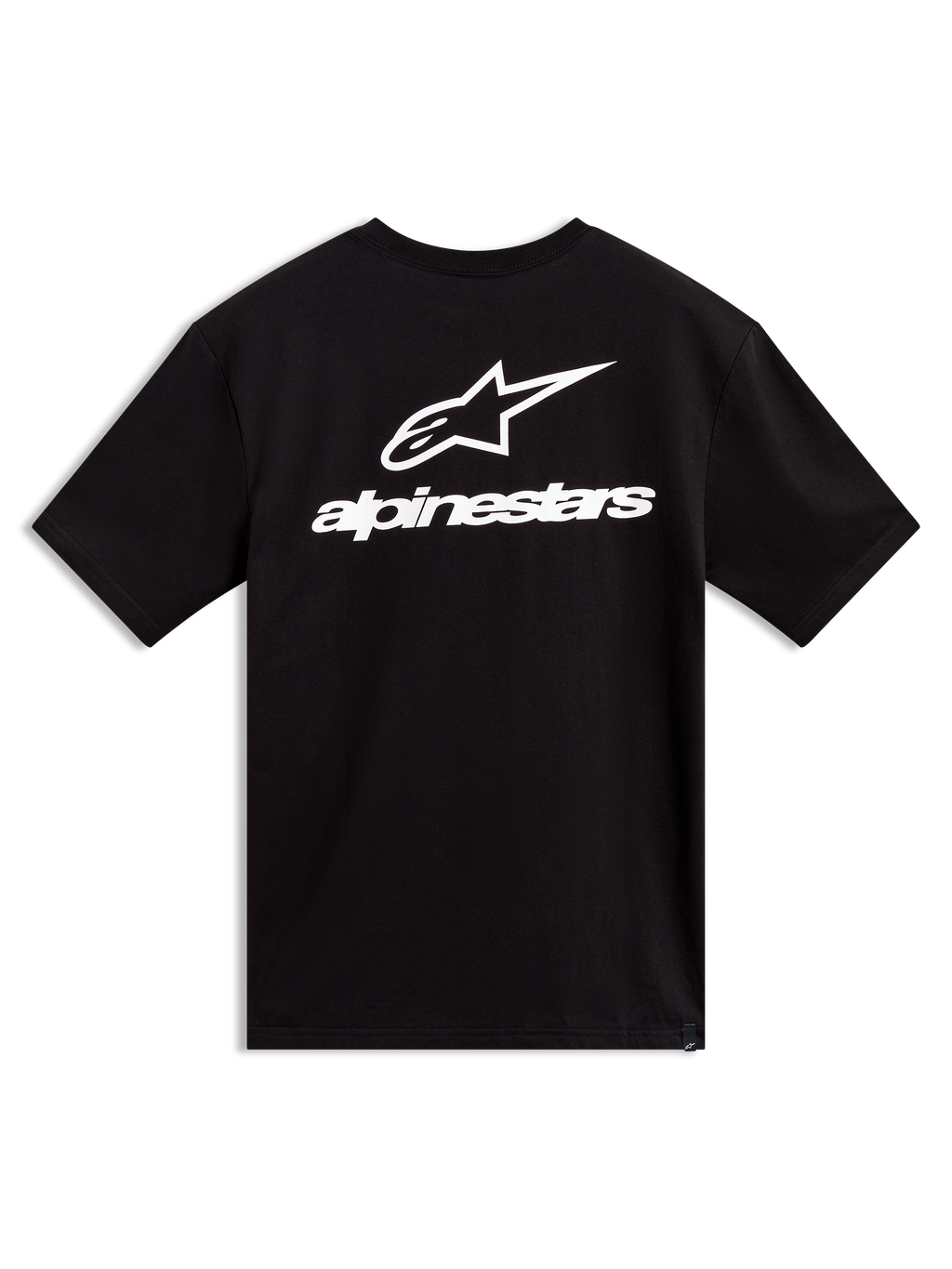 Alpinestars Combo Back CSF T-Shirt, Kurzarm, Schwarz, Rückseite mit weißem Logo und Schriftzug, Motorsport-Streetwear.