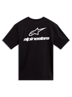 Alpinestars Combo Back CSF T-Shirt, Kurzarm, Schwarz, Rückseite mit weißem Logo und Schriftzug, Motorsport-Streetwear.
