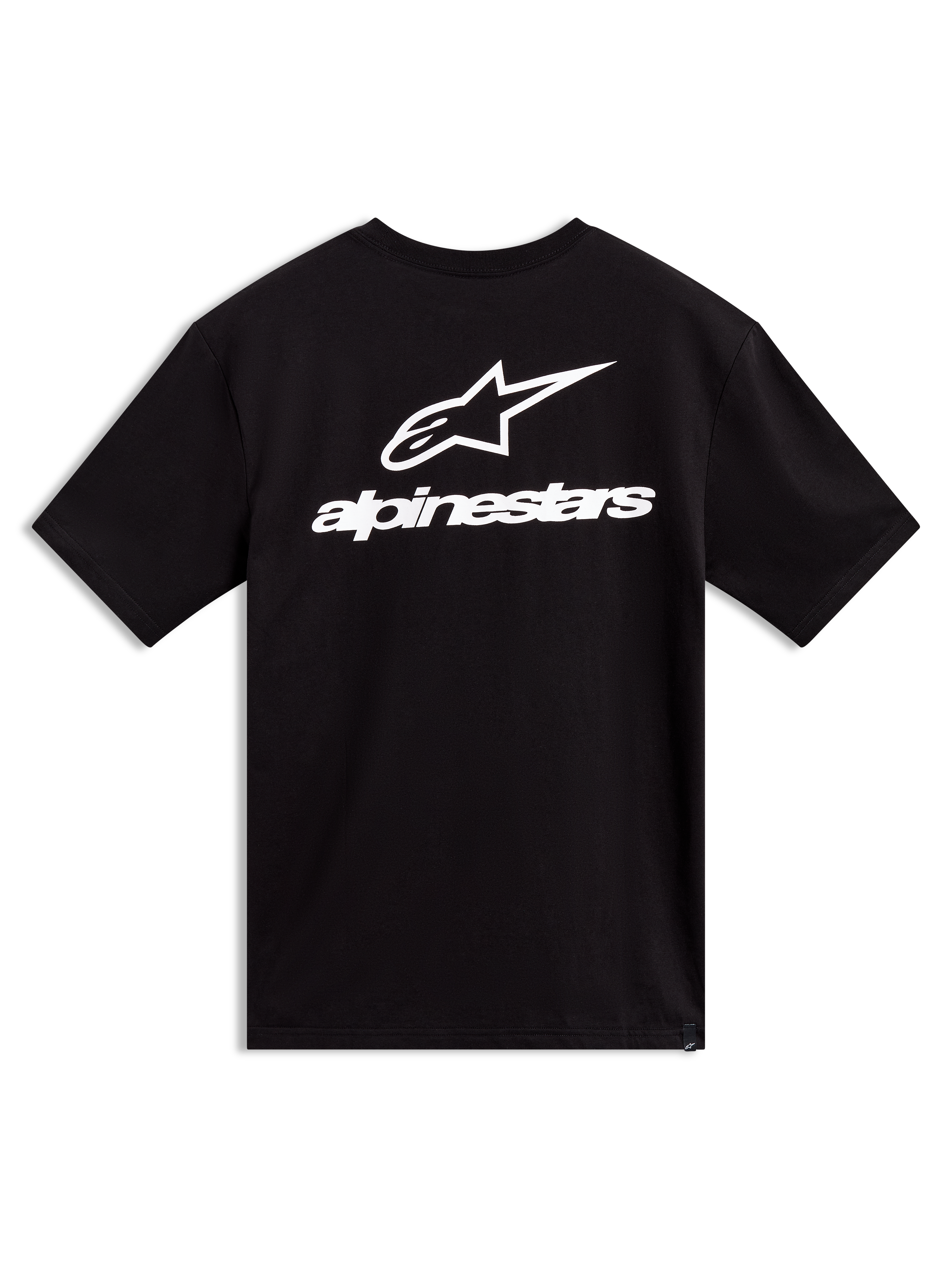 Alpinestars Combo Back CSF T-Shirt, Kurzarm, Schwarz, Rückseite mit weißem Logo und Schriftzug, Motorsport-Streetwear.