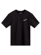 Alpinestars Combo Back CSF Kurzarm-T-Shirt, schwarzes Sportswear-Oberteil mit kleinem weißem Astars-Logo auf der Brust, lässige Motorsport-Streetwear
