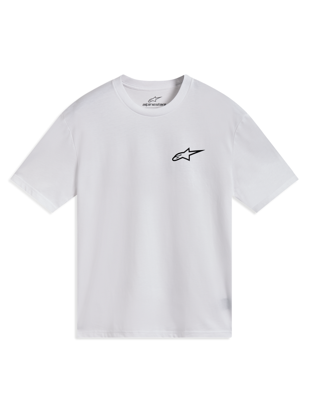 Alpinestars Combo Back CSF Kurzarm-T-Shirt, Weiß, mit schwarzer Astars-Logo-Grafik auf der Brust, Sportswear.