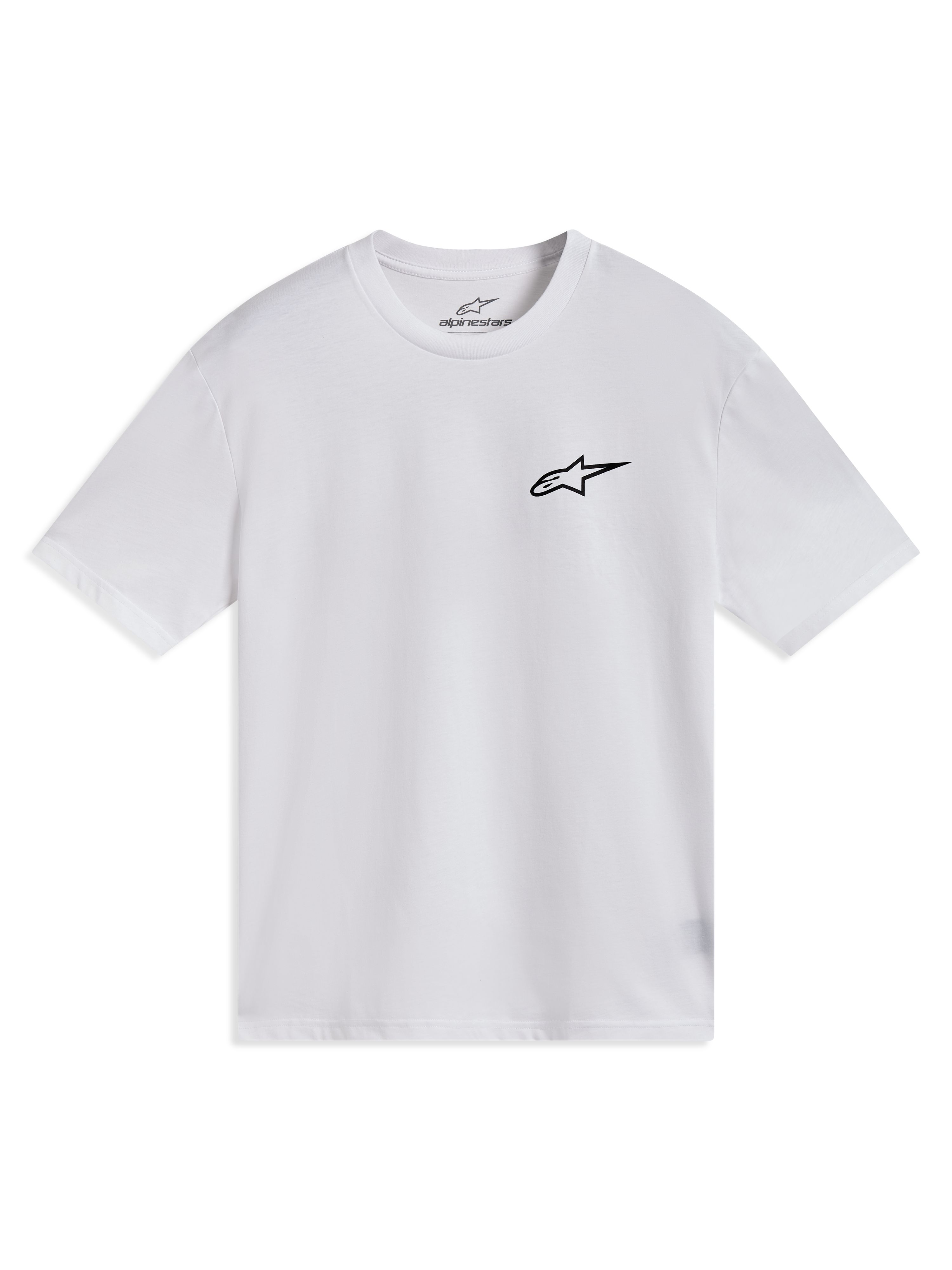 Alpinestars Combo Back CSF Kurzarm-T-Shirt, Weiß, mit schwarzer Astars-Logo-Grafik auf der Brust, Sportswear.