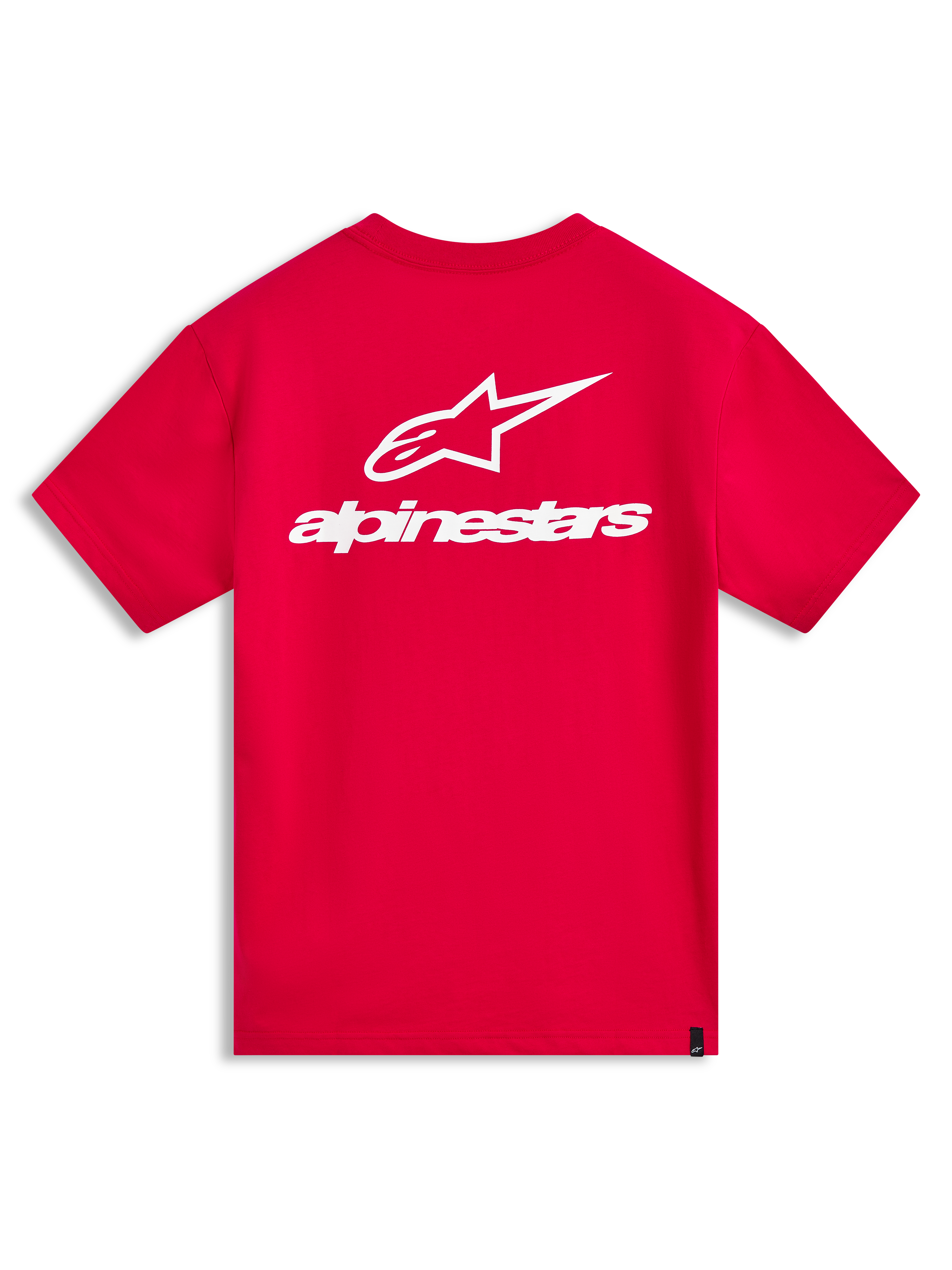 Alpinestars Combo Back CSF T-Shirt, Kurzarm in Rot mit weißer Astars-Logografik auf dem Rücken, Motorsport-Sportswear.