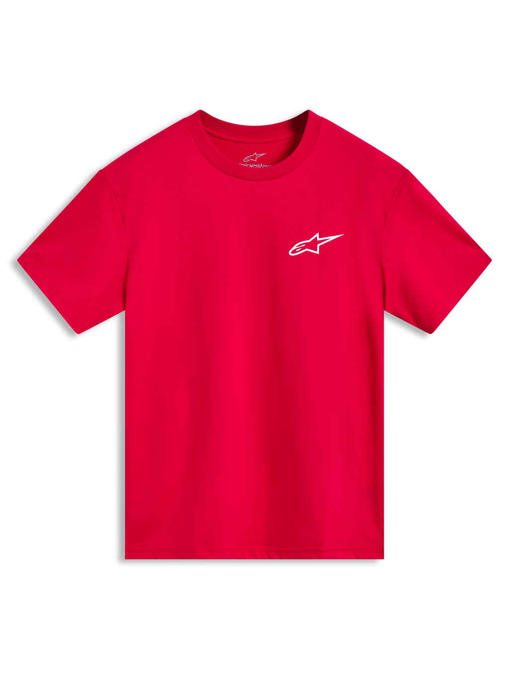 Alpinestars Combo Back CSF T-Shirt, rotes Kurzarm-Motorsport-T-Shirt mit weißem Astars-Logo auf der Brust.