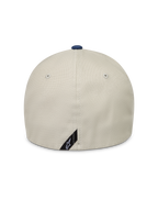 Alpinestars County Canvas Kappe, Sportswear-Kappe in Sand und Blau, Rückansicht mit Flex-Rückseite und Oxford-Peach-Gewebe.