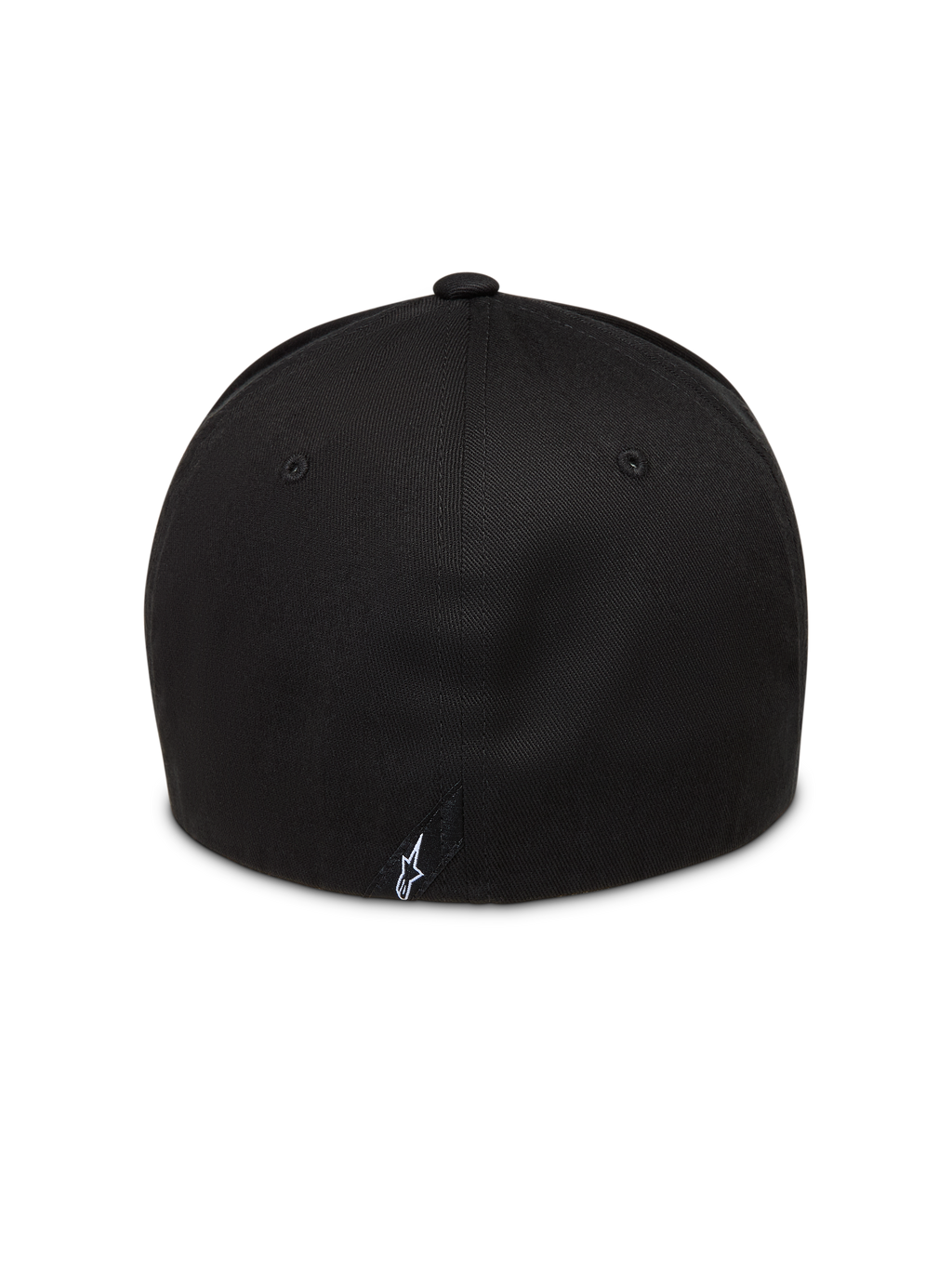 Alpinestars Maze Kappe, schwarze Flex-Back-Cap aus Twill für Sportswear, mit strukturierter Krone und Logo-Detail hinten.