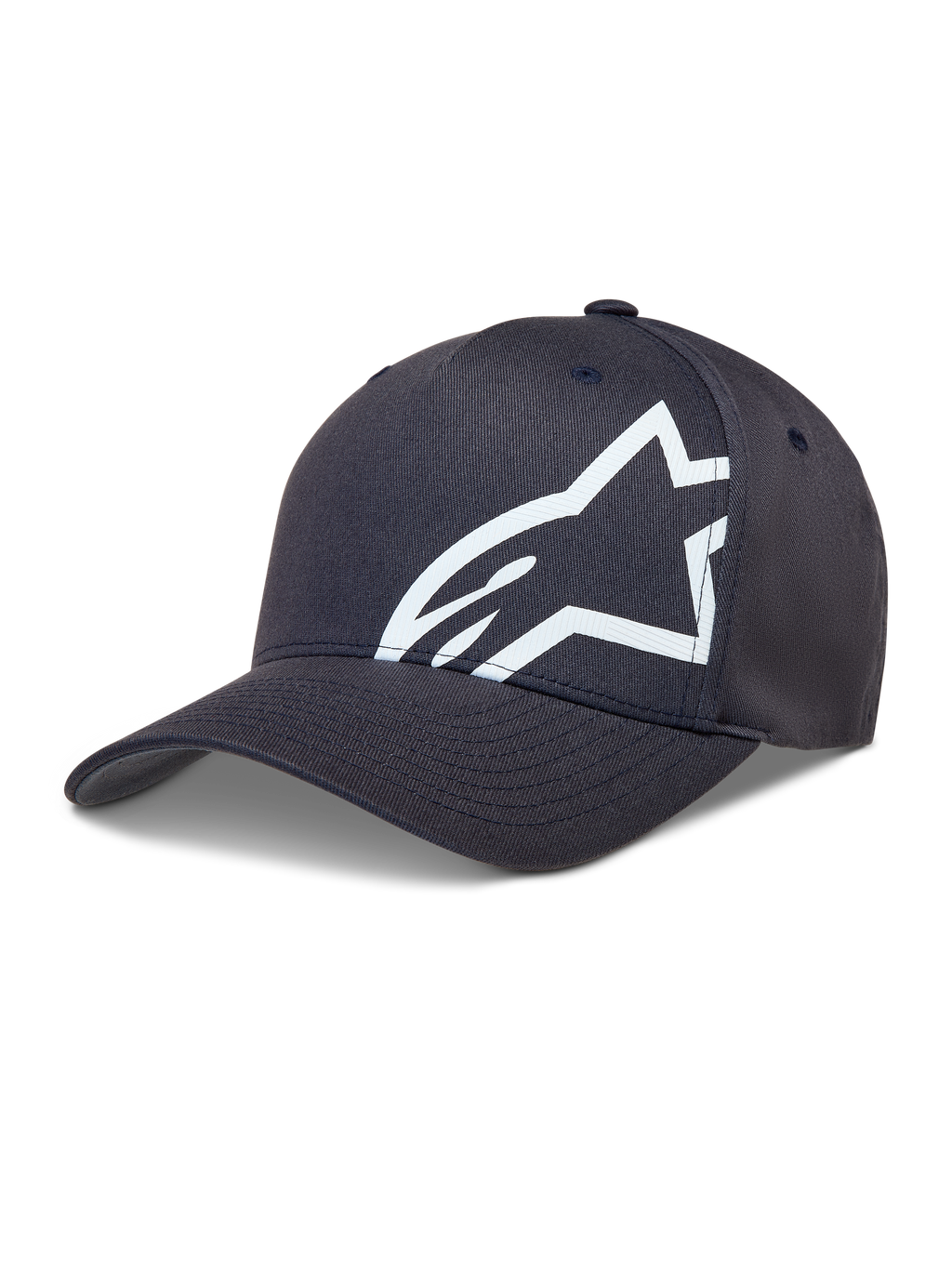 Alpinestars Maze Hat, dark grey sportswear cap with a curved bill and large white textured Astars corp shift logo.