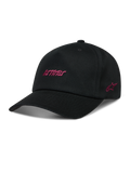 Alpinestars Explorer Strapback Kappe, schwarze Sportswear-Kappe mit pinker Astars-Logo-Stickerei und strukturierter Krone.