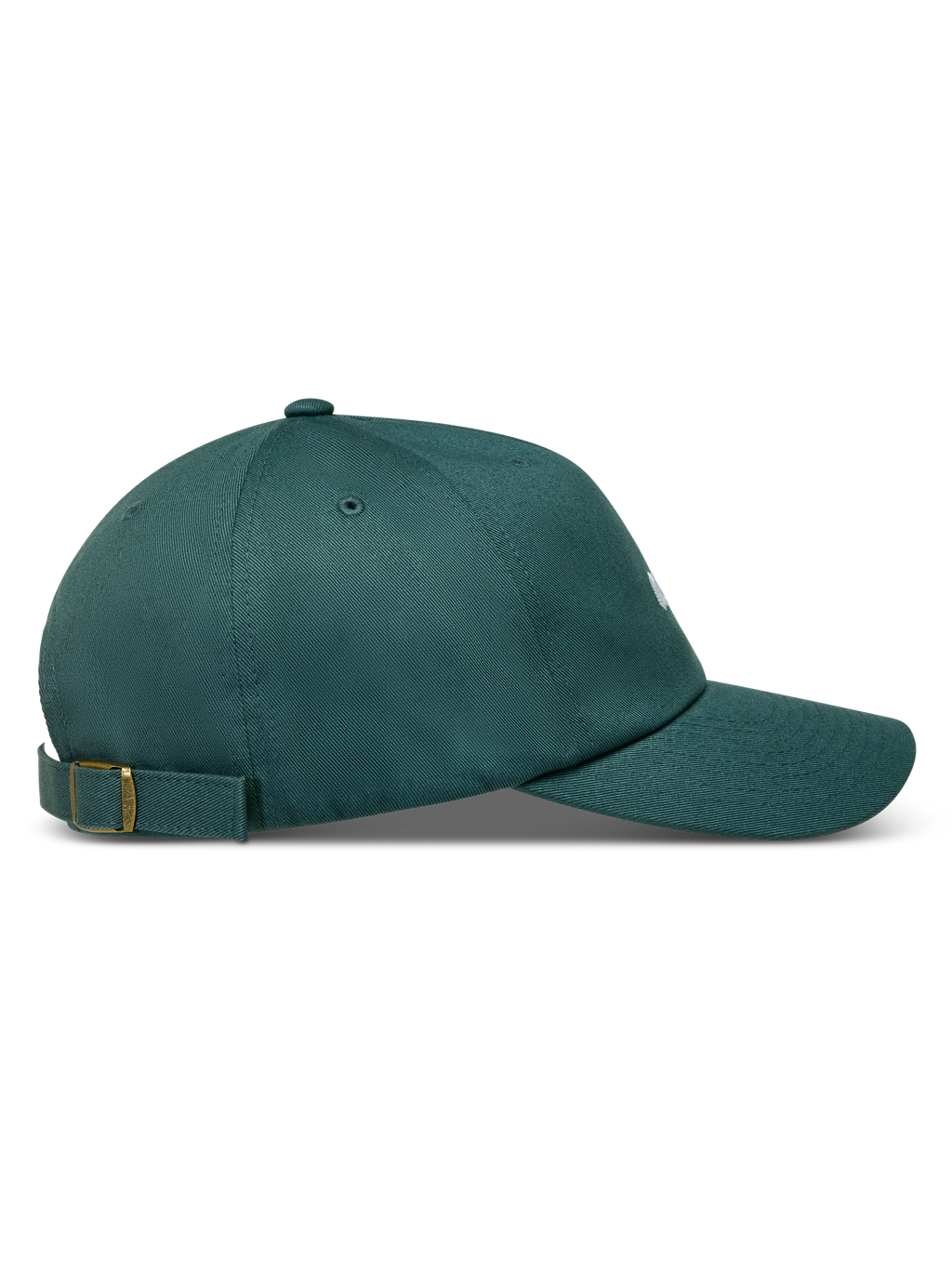 Alpinestars Explorer Strapback Kappe, grüne Sportswear-Cap, Seitenansicht mit gebogenem Schirm und Metallschnalle.